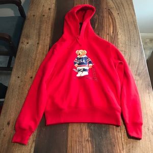 Men’s Polo Ralph Lauren Red Hockey Bear Hoodie